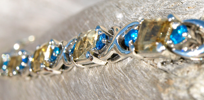 aduya Blautopas-Citrin-Silberarmband Detailansicht